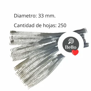 Espiral plástico para encuadernar 33 mm.